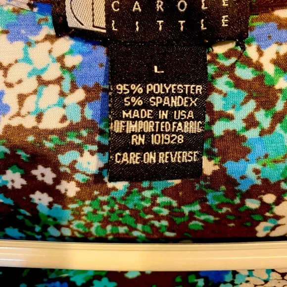 Carole Little Tank Top Shell Sleeveless Multicolor Print Brown Turquoise Sz L - Picture 5 of 5